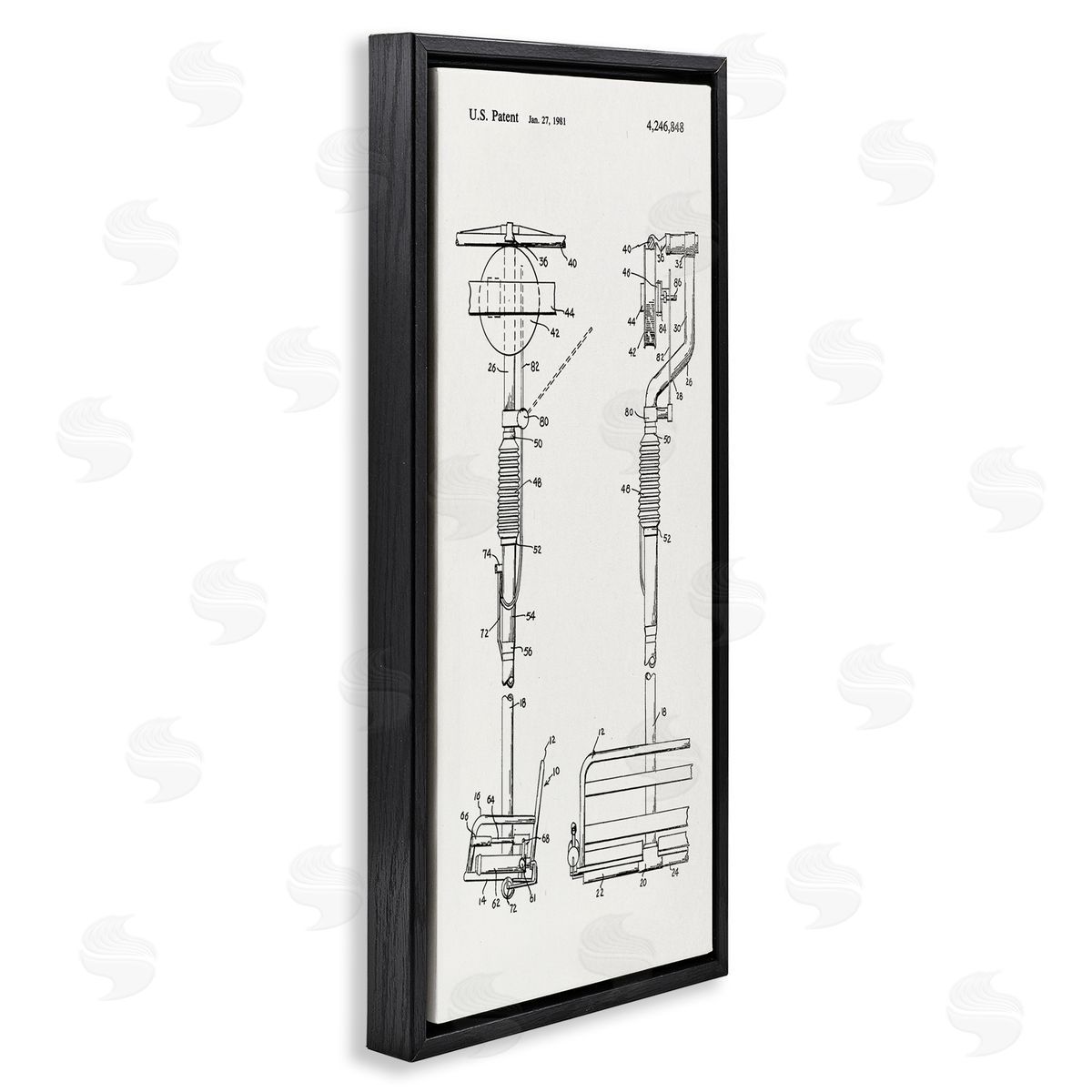 Stupell Studio Ski Lift Patent Blueprint Black Floating Frame Canvas Wall Art Print