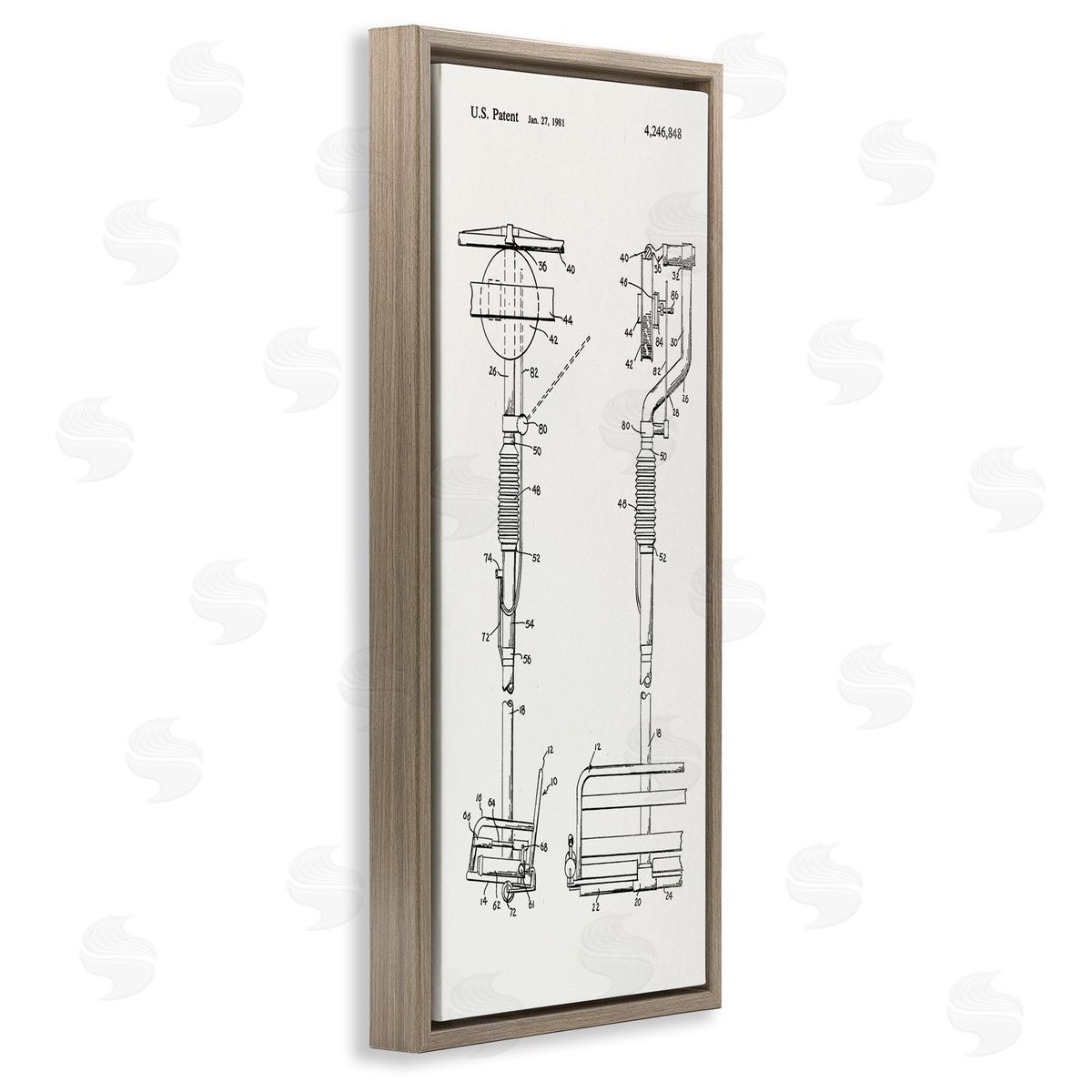 Stupell Studio Ski Lift Patent Blueprint Brown Floating Frame Canvas Wall Art Print