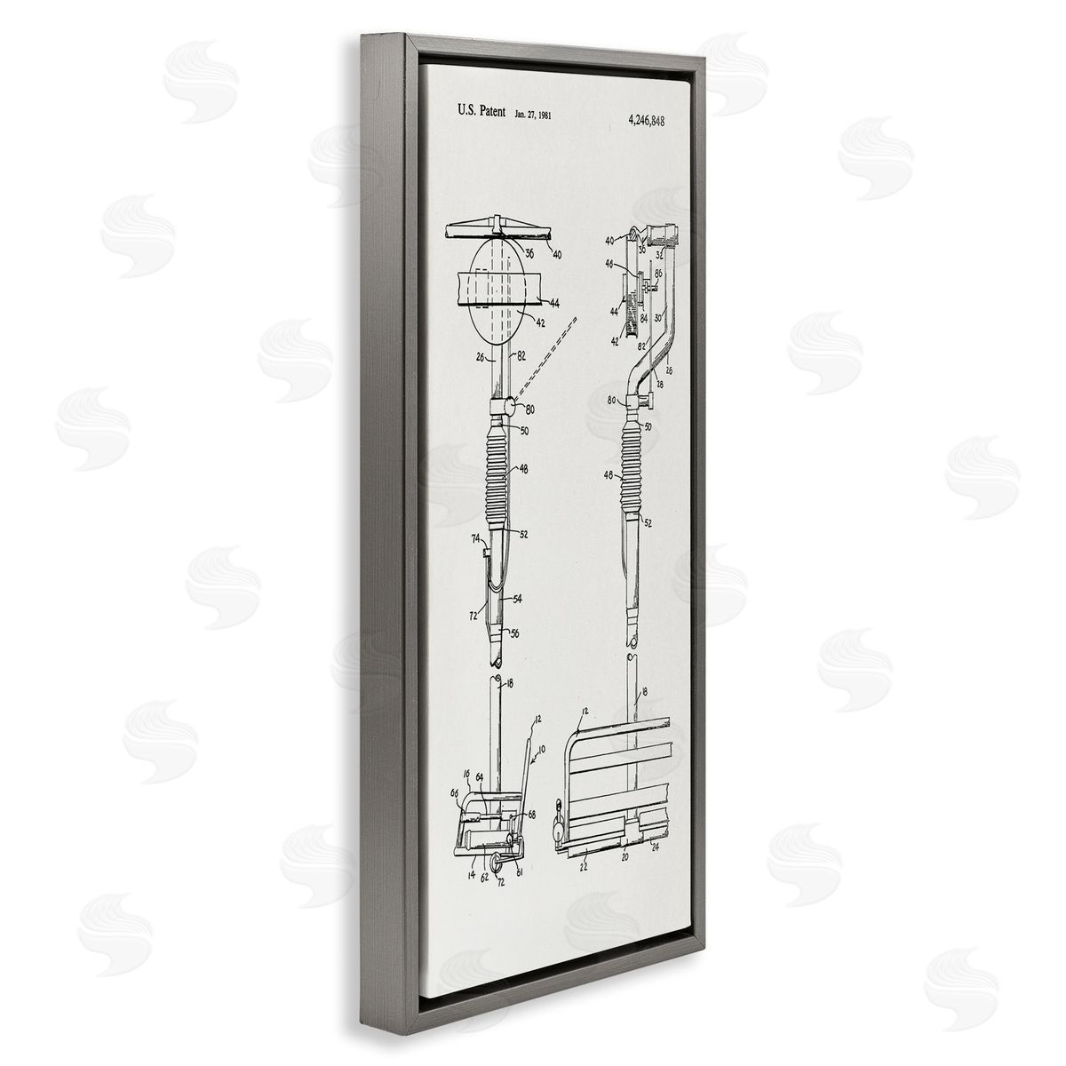 Stupell Studio Ski Lift Patent Blueprint Gray Floating Frame Canvas Wall Art Print