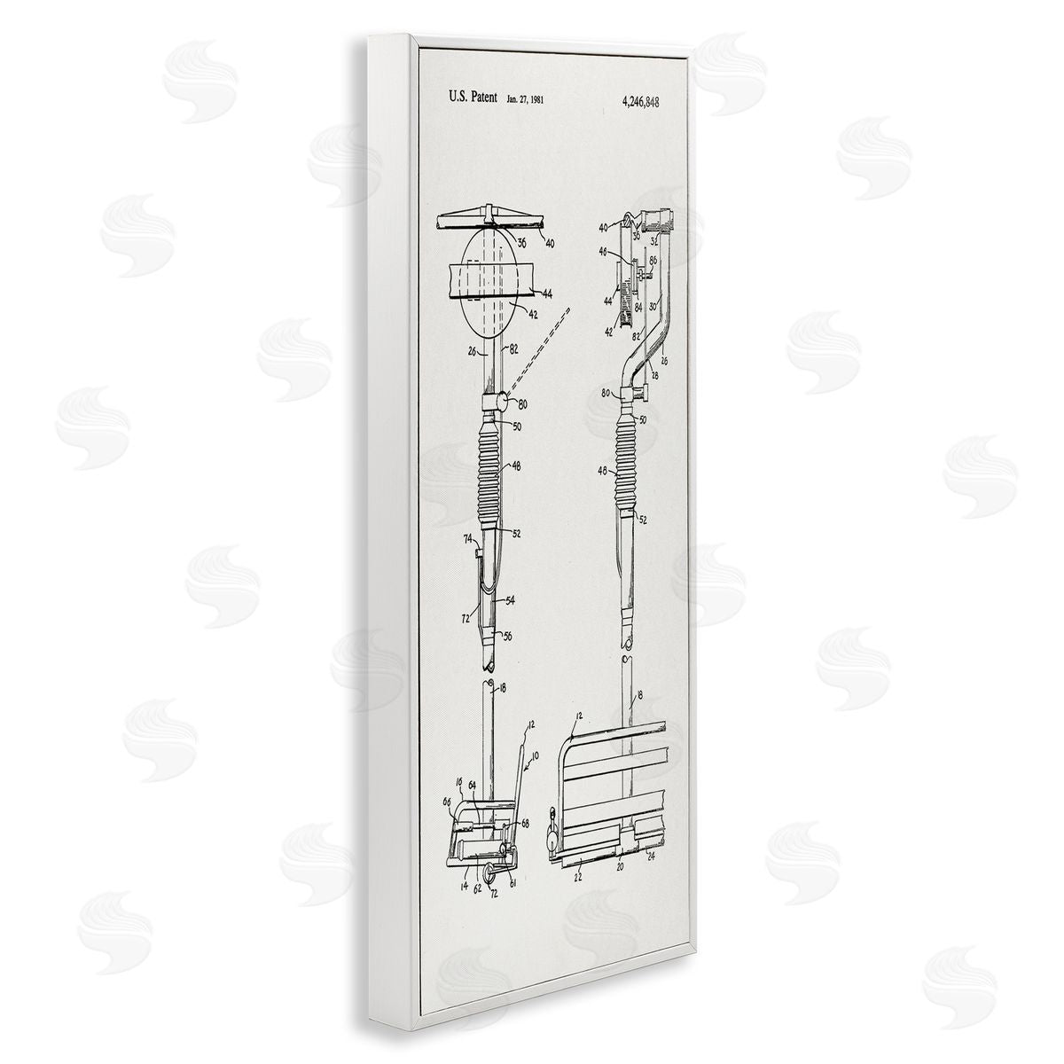 Stupell Studio Ski Lift Patent Blueprint White Framed Glicee Wall Art Print