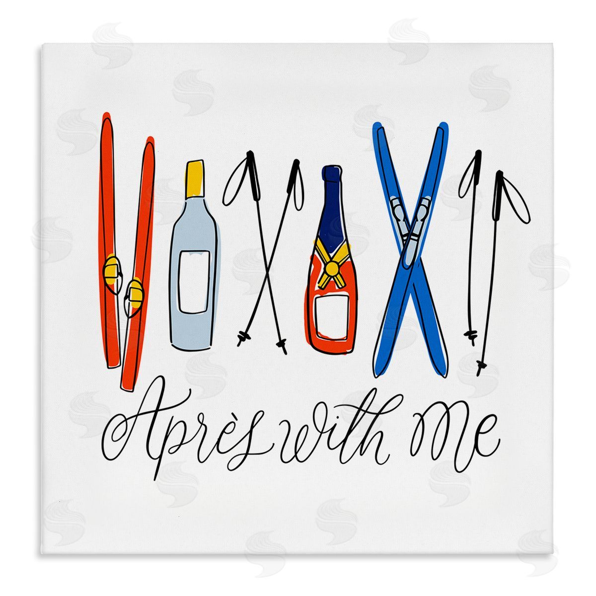 Doodles.Ink. Apr�s With Me Skiing & Liquor Stretched Canvas Wall Art Print