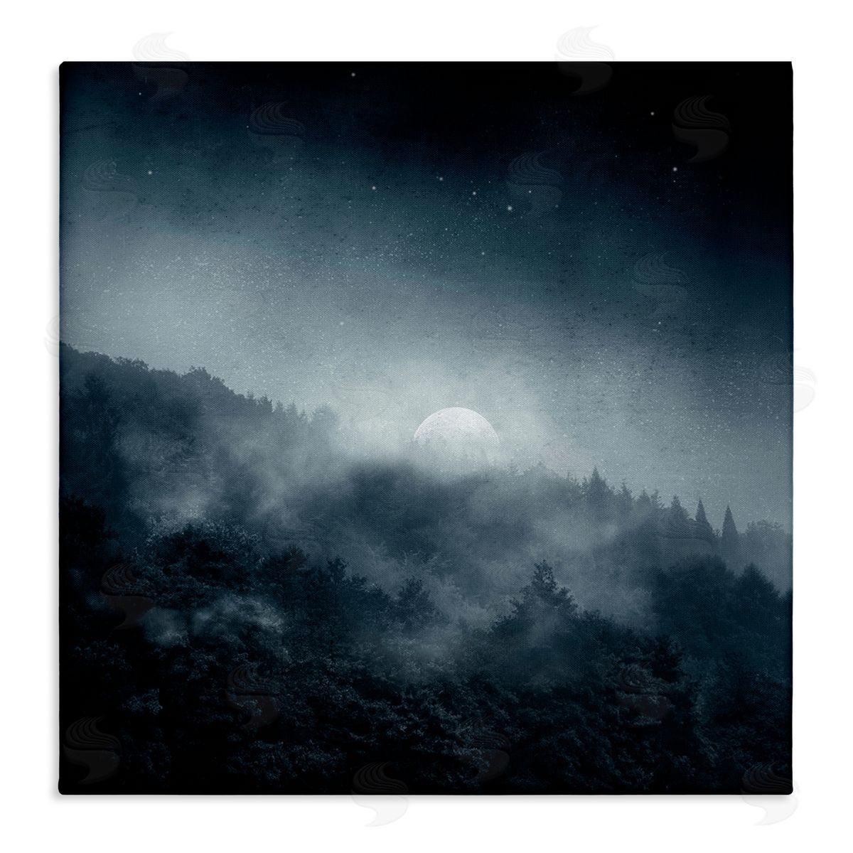 Dirk Wustenhagen Foggy Full Moon Night Sky Stretched Canvas Wall Art Print