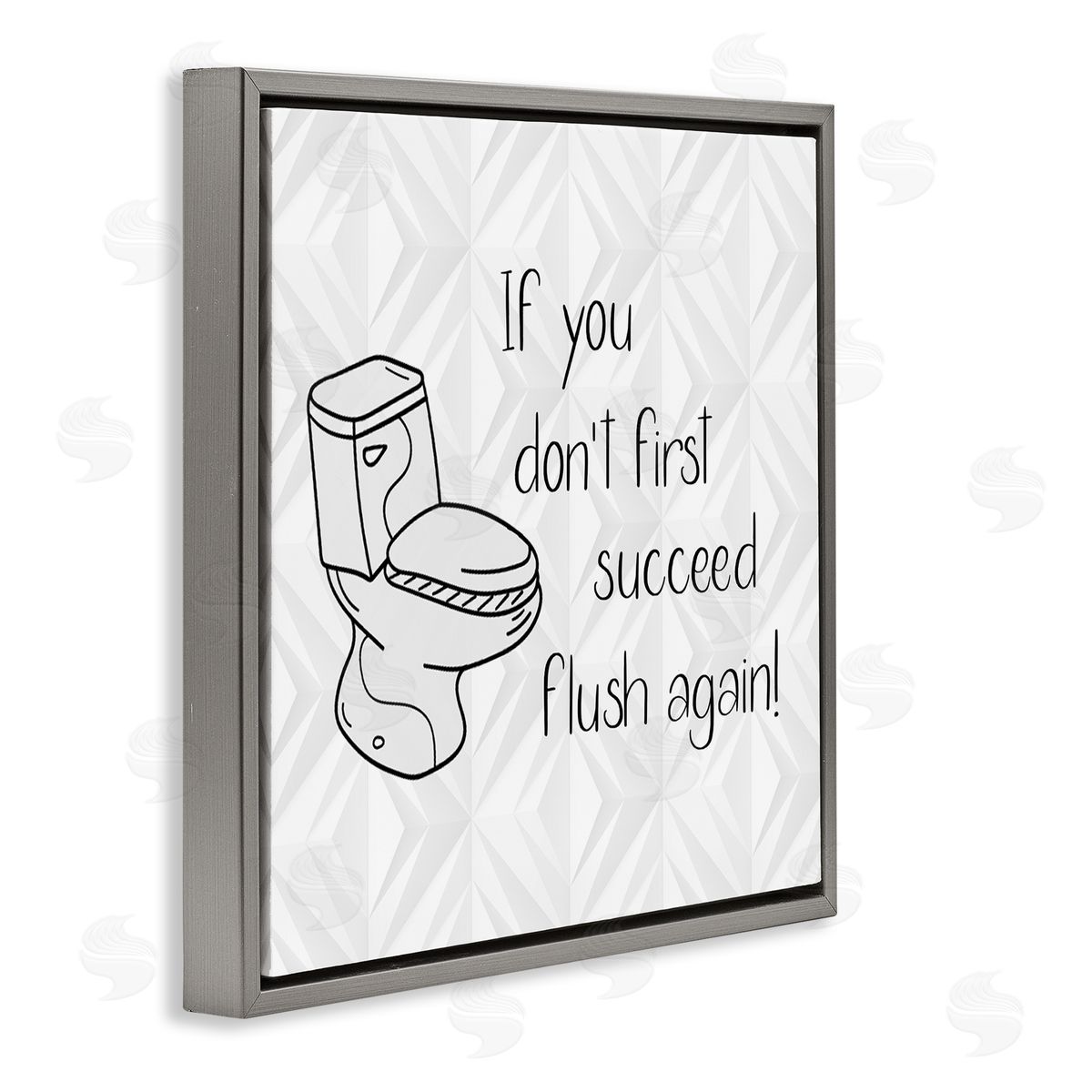 Susan Jill If You Don't Succeed Funny Bathroom Gray Floating Frame Canvas Wall Art Print