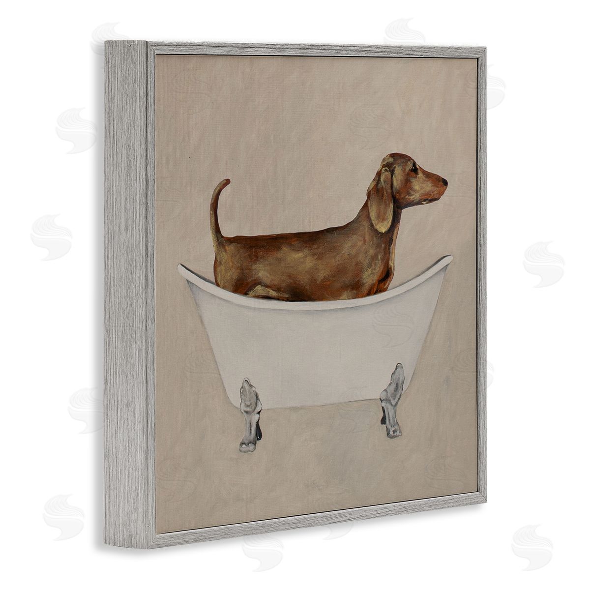 Coco de Paris Dachshund Dog Vintage Bathtub Gray Framed Glicee Wall Art Print