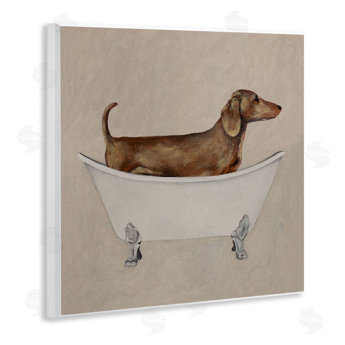 Coco de Paris Dachshund Dog Vintage Bathtub Wooden Wall Plaque Art Print