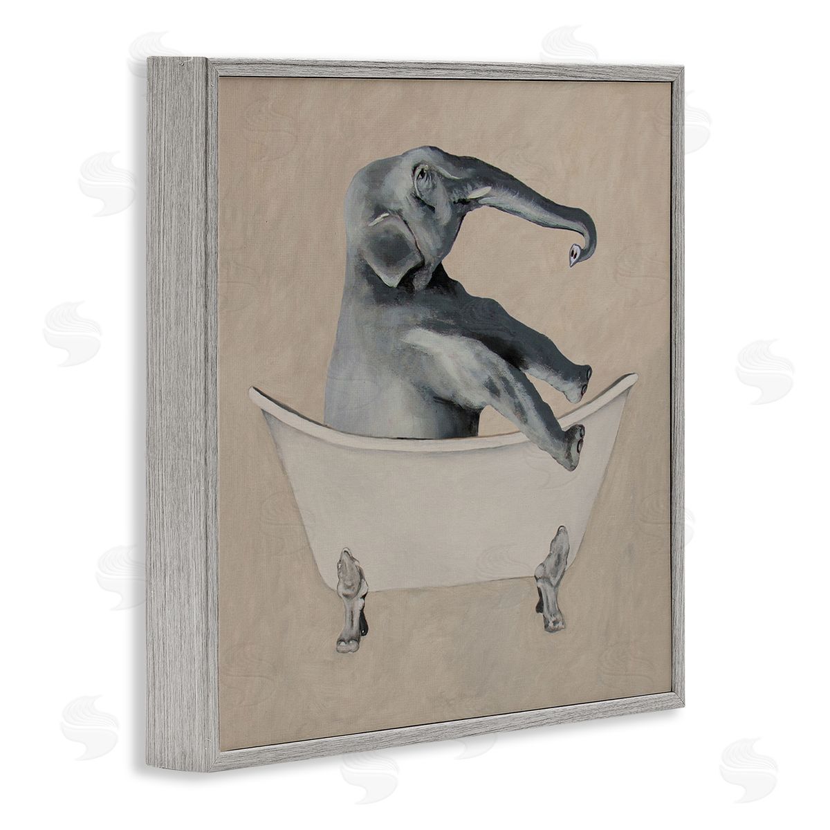 Coco de Paris Beige Elephant Bathroom Tub Gray Framed Glicee Wall Art Print