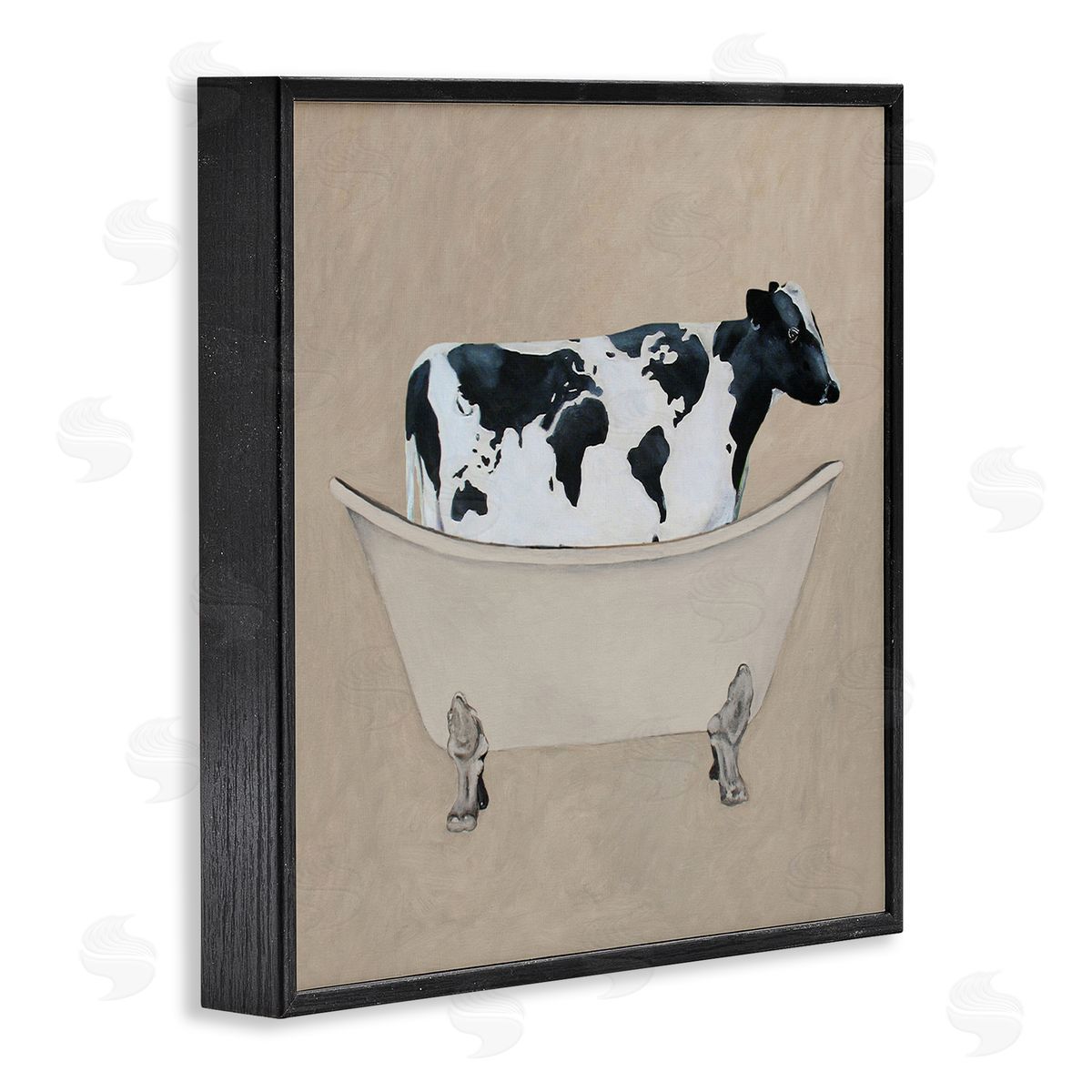 Coco de Paris Rustic Cow Farmhouse Bathroom Tub Black Framed Glicee Wall Art Print