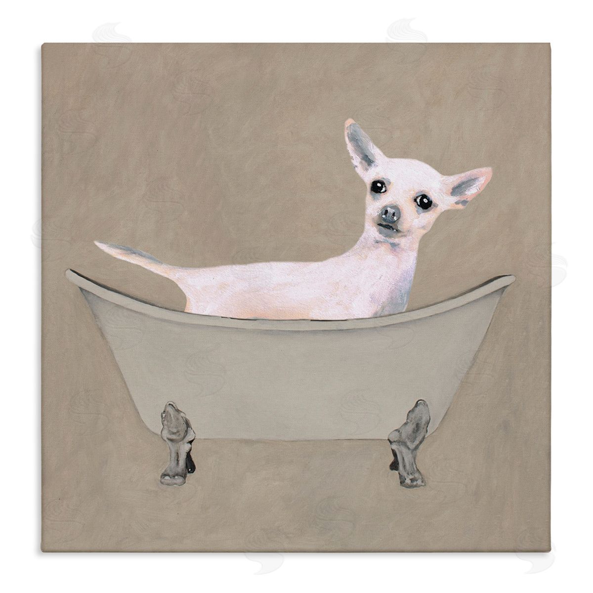 Coco de Paris Chihuahua Vintage Bathtub Pet Stretched Canvas Wall Art Print