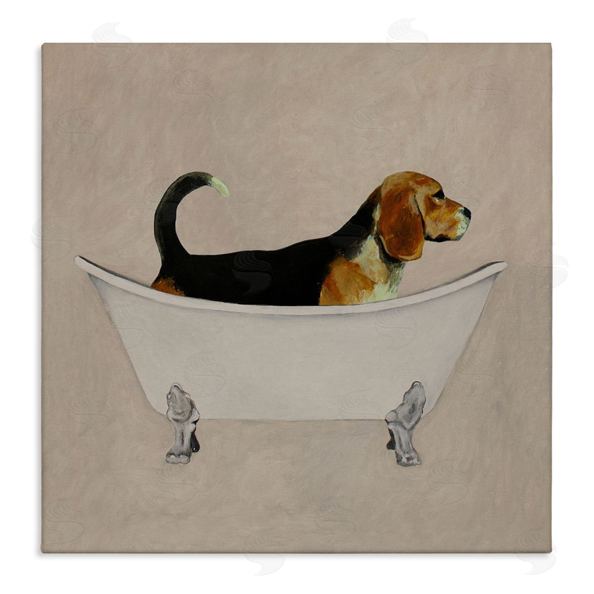 Coco de Paris Beagle In Tub Bathroom Pet Stretched Canvas Wall Art Print