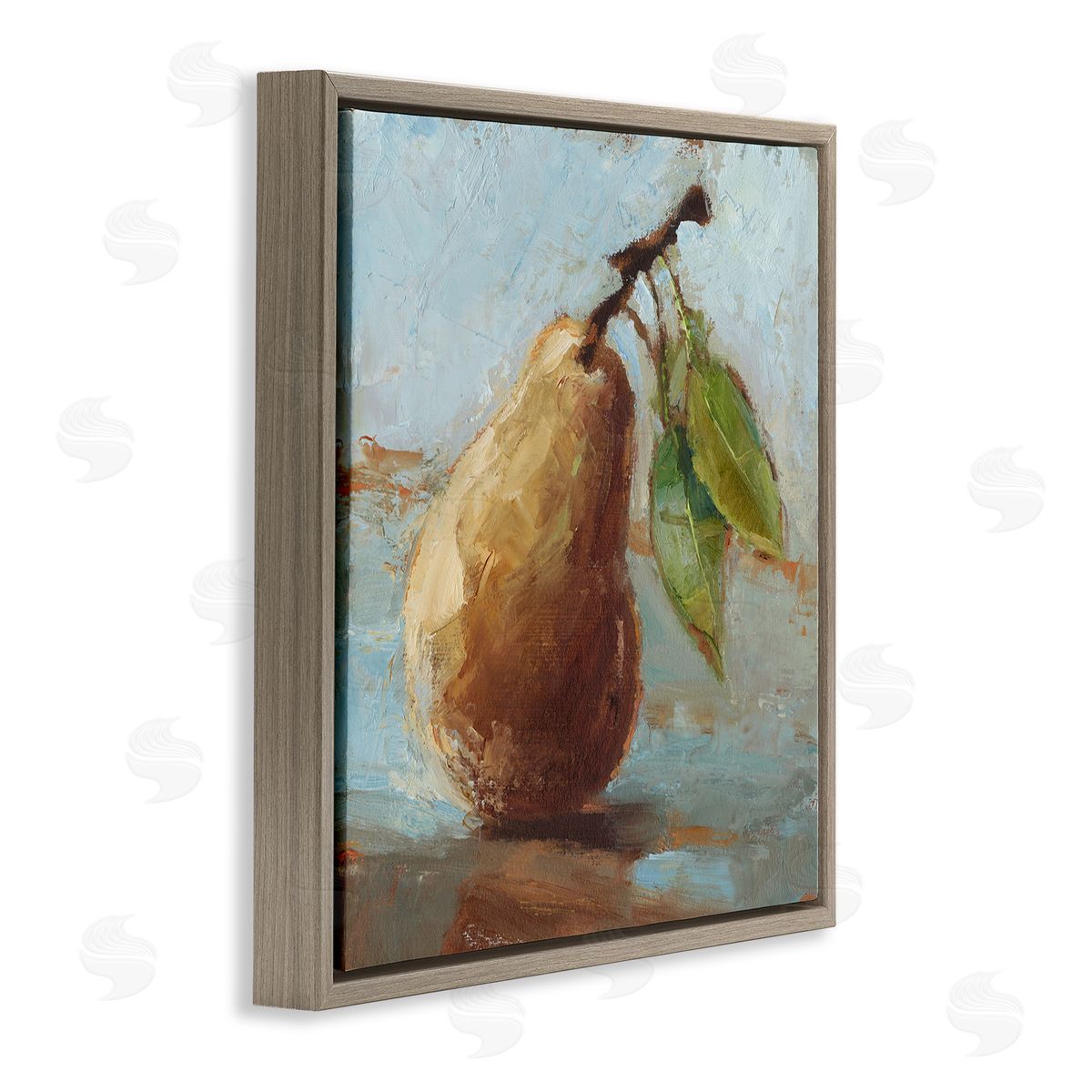 Ethan Harper Pear Fruit Kitchen Painting Brown Floating Frame Canvas Wall Art Print