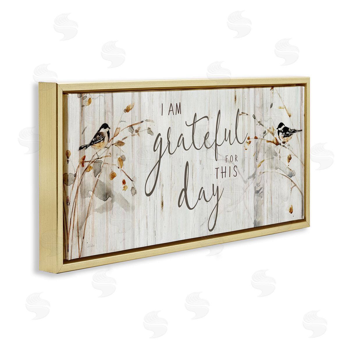 Sally Swatland Grateful For This Day Phrase Gold Floating Frame Canvas Wall Art Print