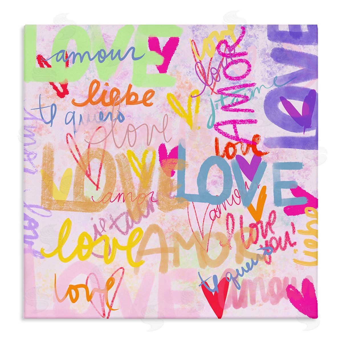 Ashley Singleton Bold Abstract Love Words Collage Stretched Canvas Wall Art Print