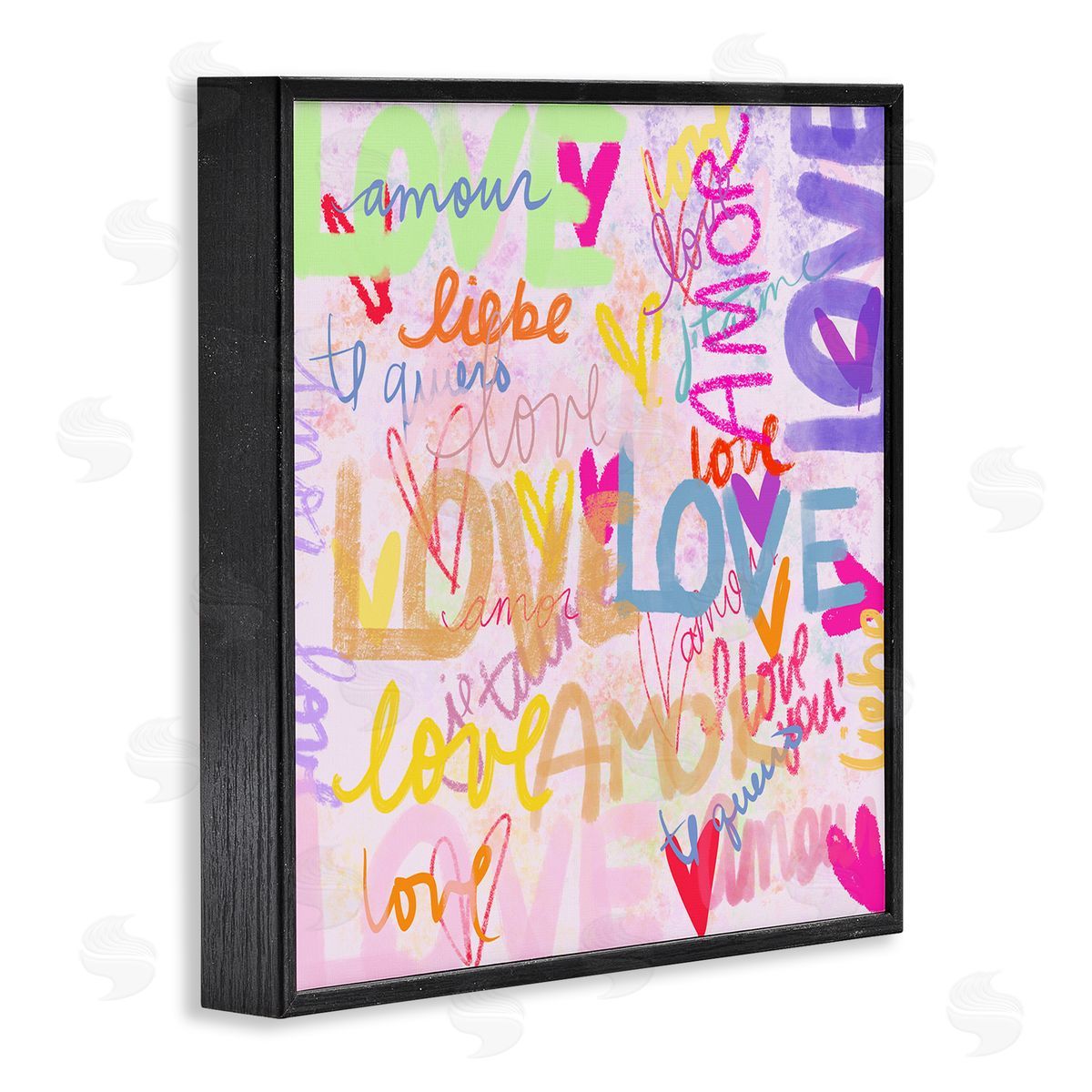 Ashley Singleton Bold Abstract Love Words Collage Black Framed Glicee Wall Art Print