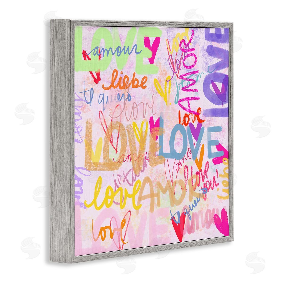 Ashley Singleton Bold Abstract Love Words Collage Gray Framed Glicee Wall Art Print