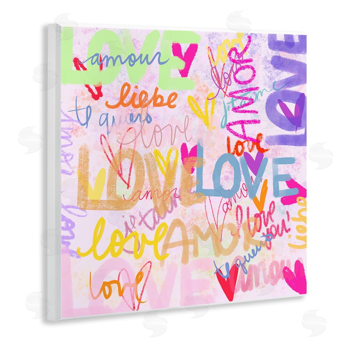 Ashley Singleton Bold Abstract Love Words Collage Wooden Wall Plaque Art Print