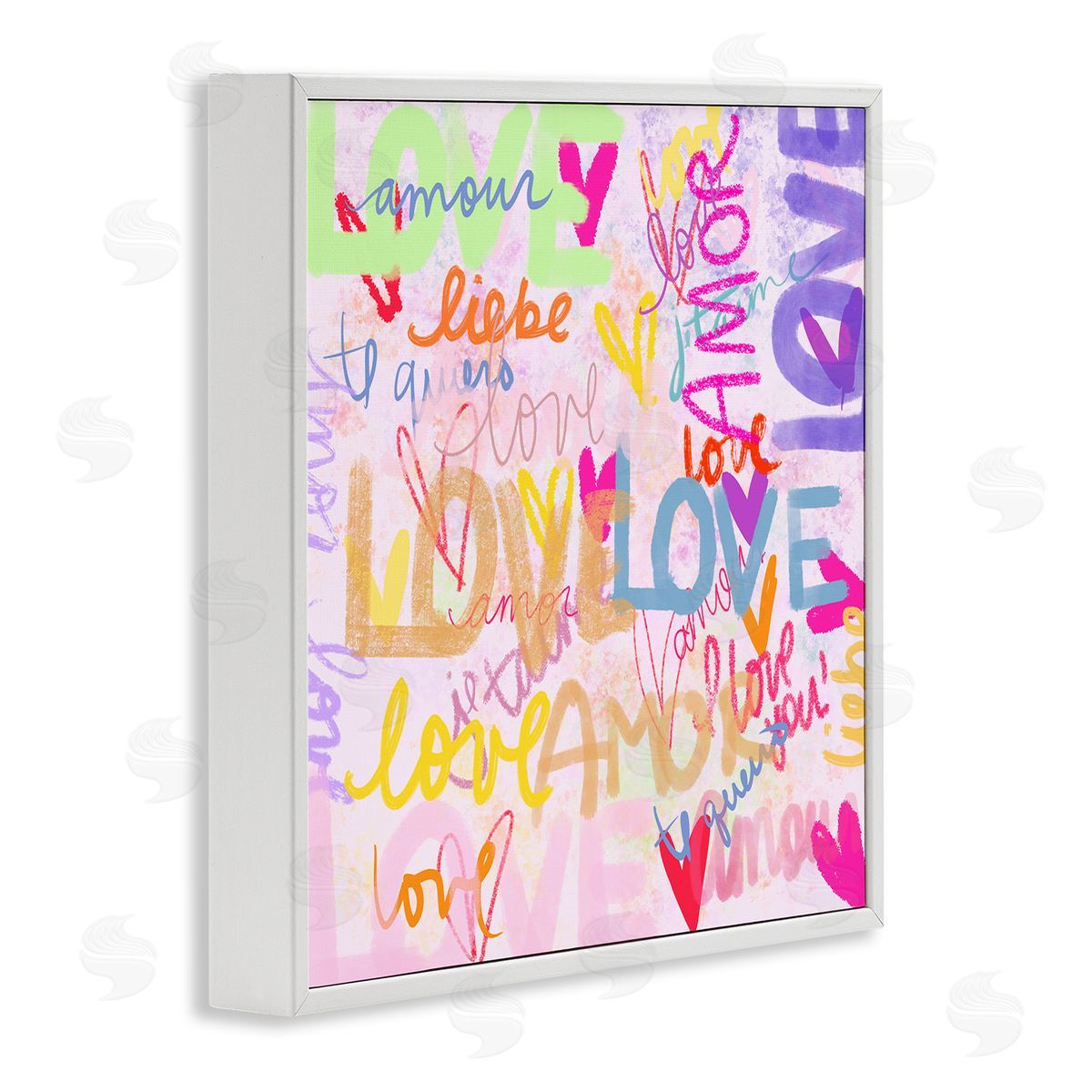 Ashley Singleton Bold Abstract Love Words Collage White Framed Glicee Wall Art Print