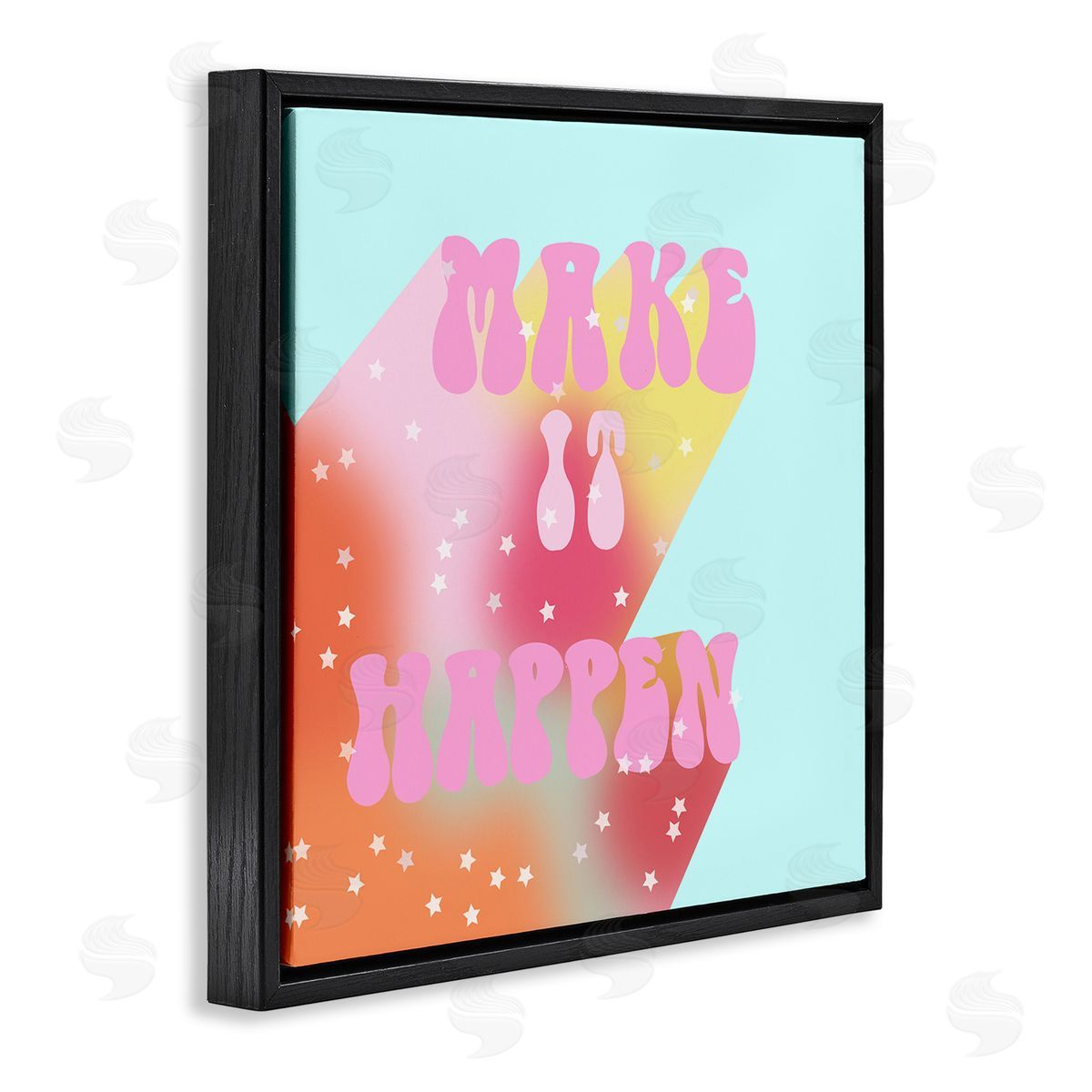 Ashley Singleton Make It Happen Groovy Stars Black Floating Frame Canvas Wall Art Print