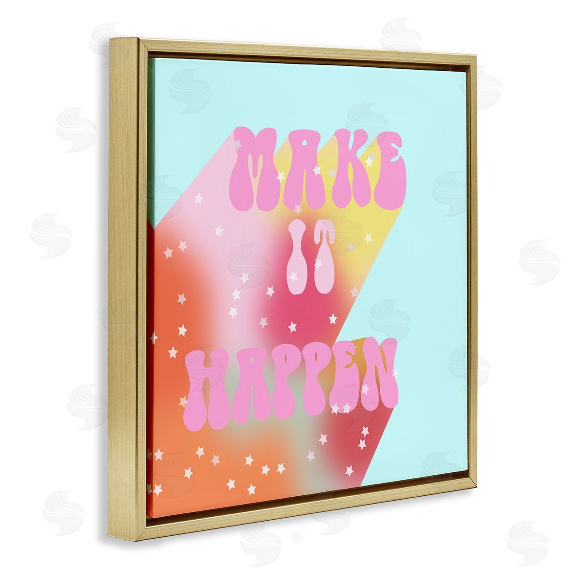 Ashley Singleton Make It Happen Groovy Stars Gold Floating Frame Canvas Wall Art Print