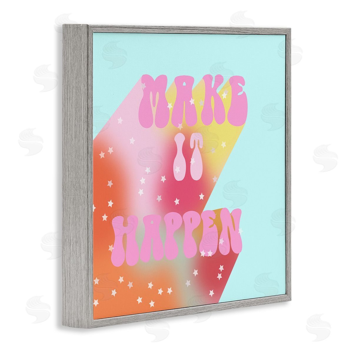 Ashley Singleton Make It Happen Groovy Stars Gray Framed Glicee Wall Art Print
