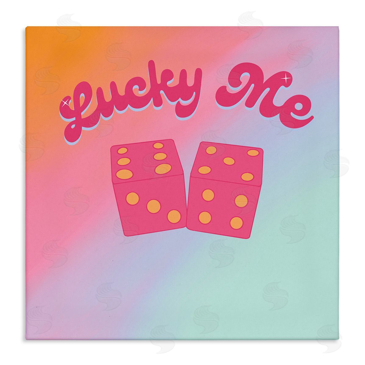 Ashley Singleton Lucky Me Pastel Rainbow Stretched Canvas Wall Art Print