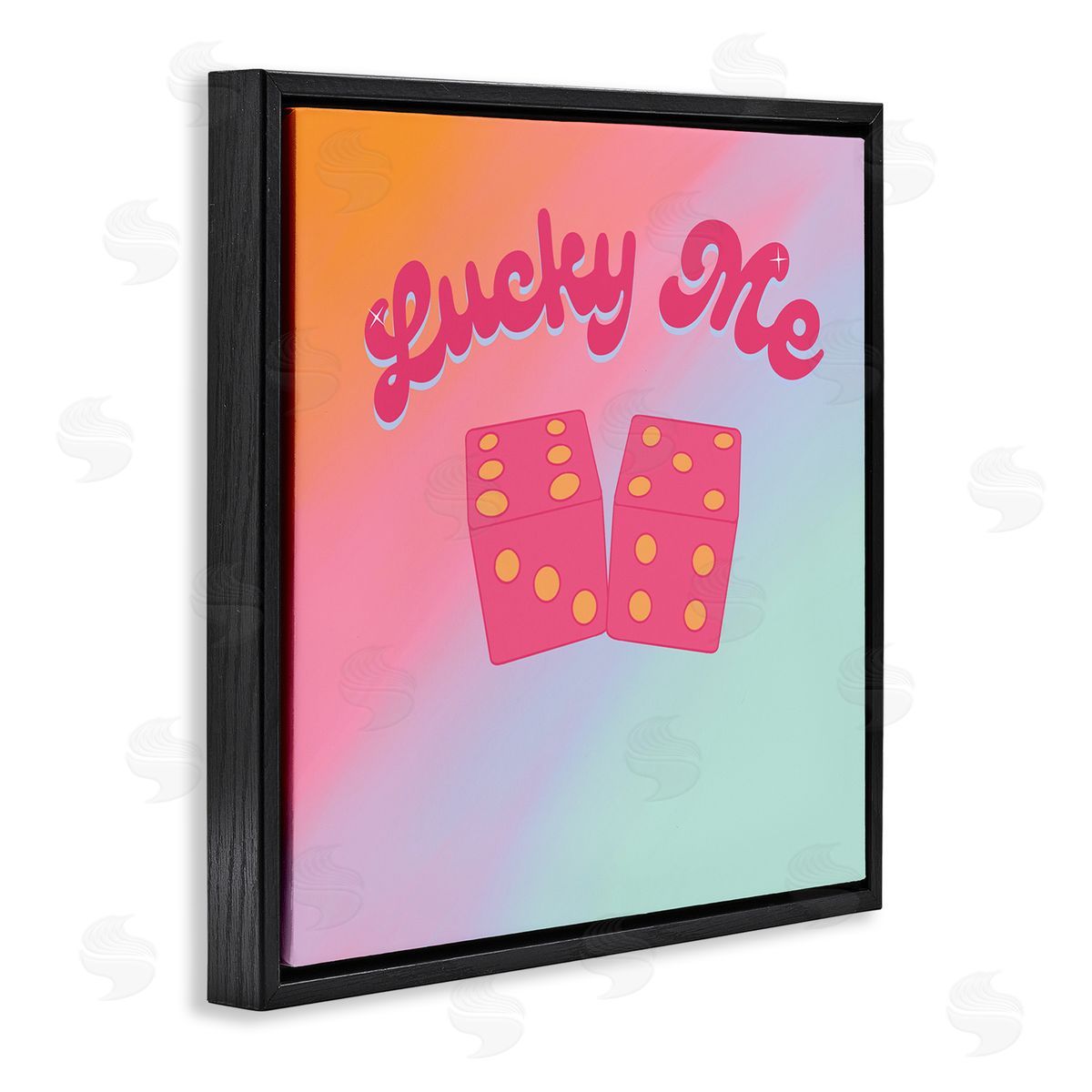 Ashley Singleton Lucky Me Pastel Rainbow Black Floating Frame Canvas Wall Art Print