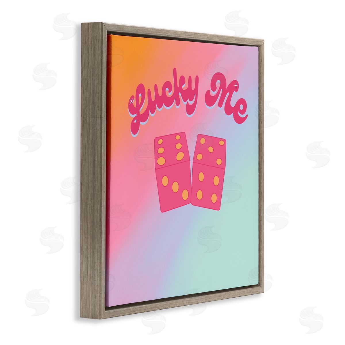 Ashley Singleton Lucky Me Pastel Rainbow Brown Floating Frame Canvas Wall Art Print