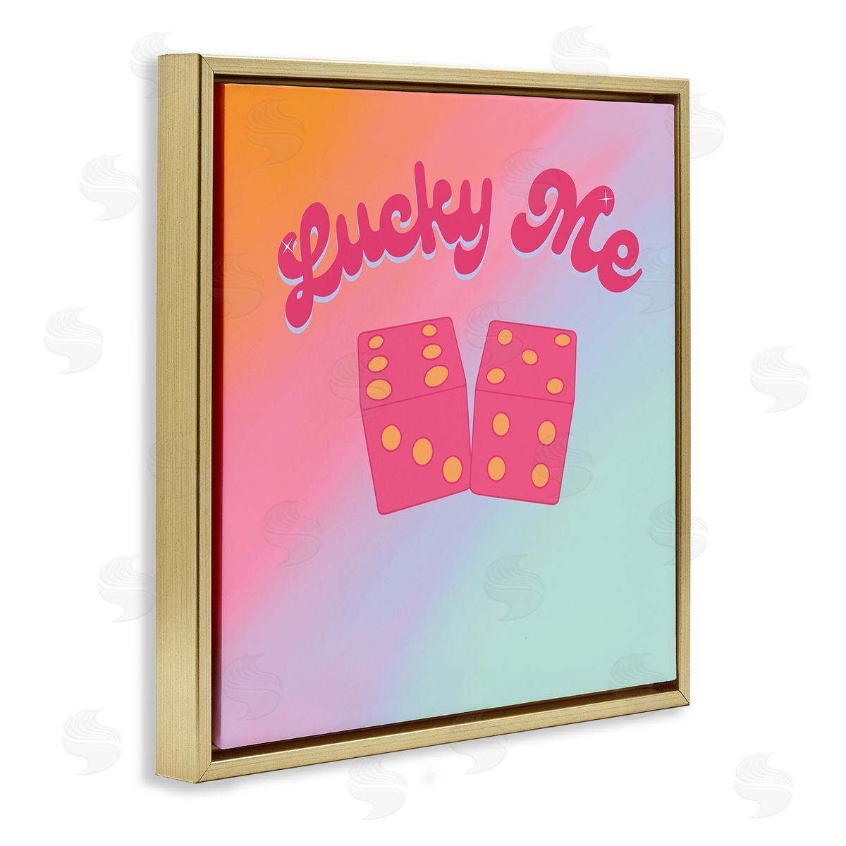 Ashley Singleton Lucky Me Pastel Rainbow Gold Floating Frame Canvas Wall Art Print