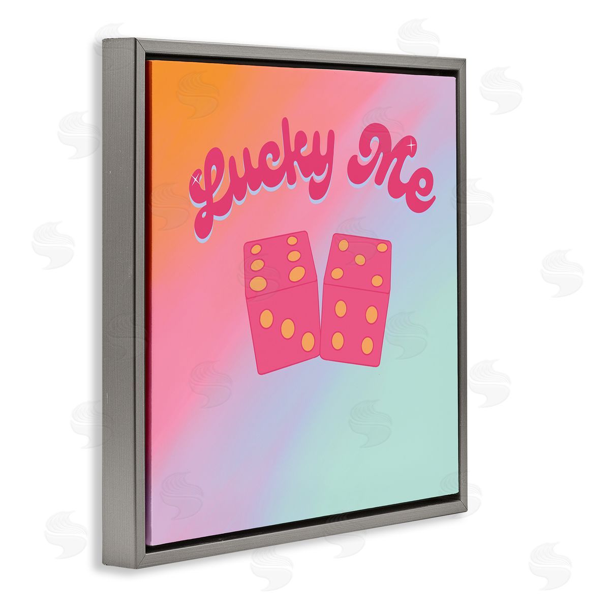 Ashley Singleton Lucky Me Pastel Rainbow Gray Floating Frame Canvas Wall Art Print