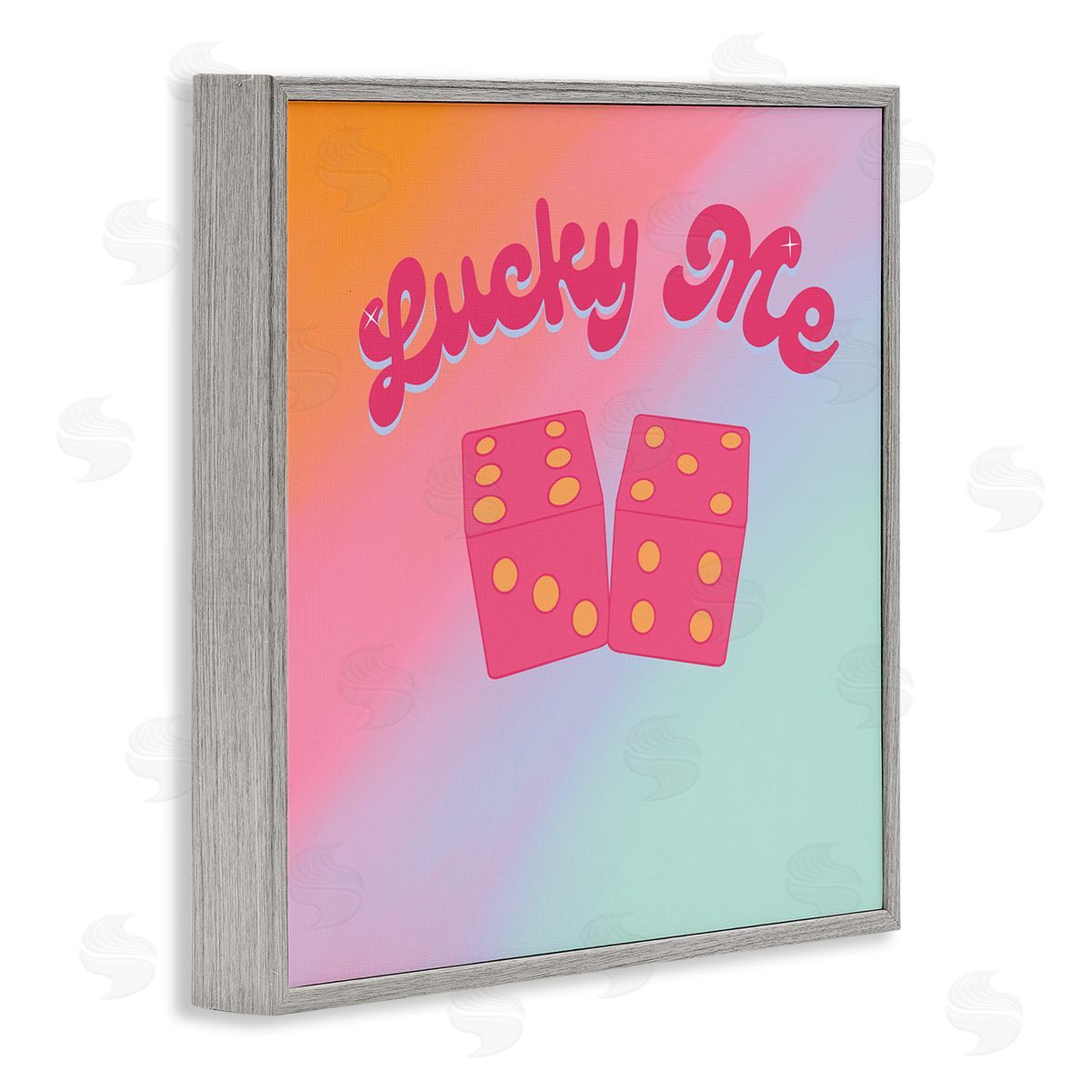 Ashley Singleton Lucky Me Pastel Rainbow Gray Framed Glicee Wall Art Print