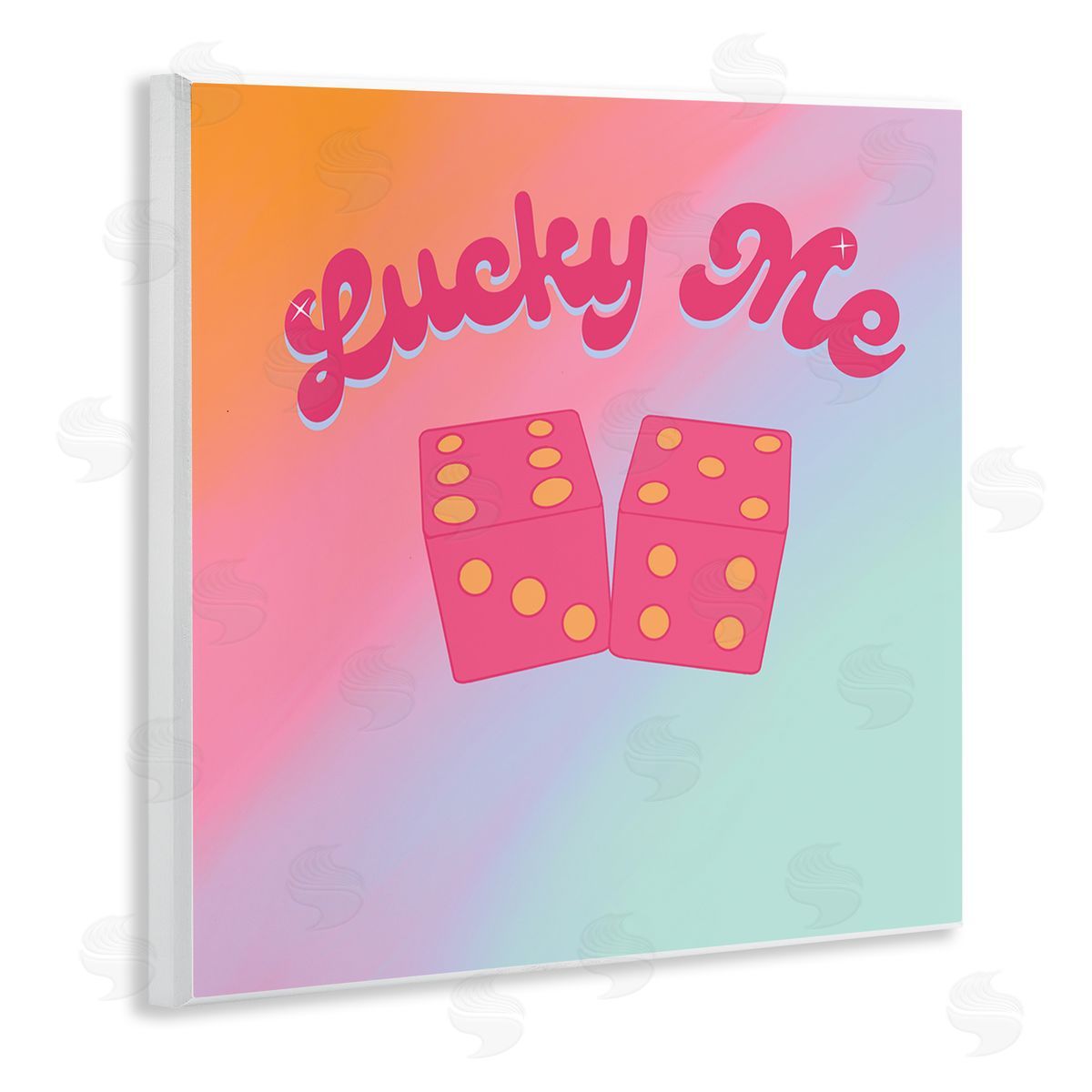 Ashley Singleton Lucky Me Pastel Rainbow Wooden Wall Plaque Art Print