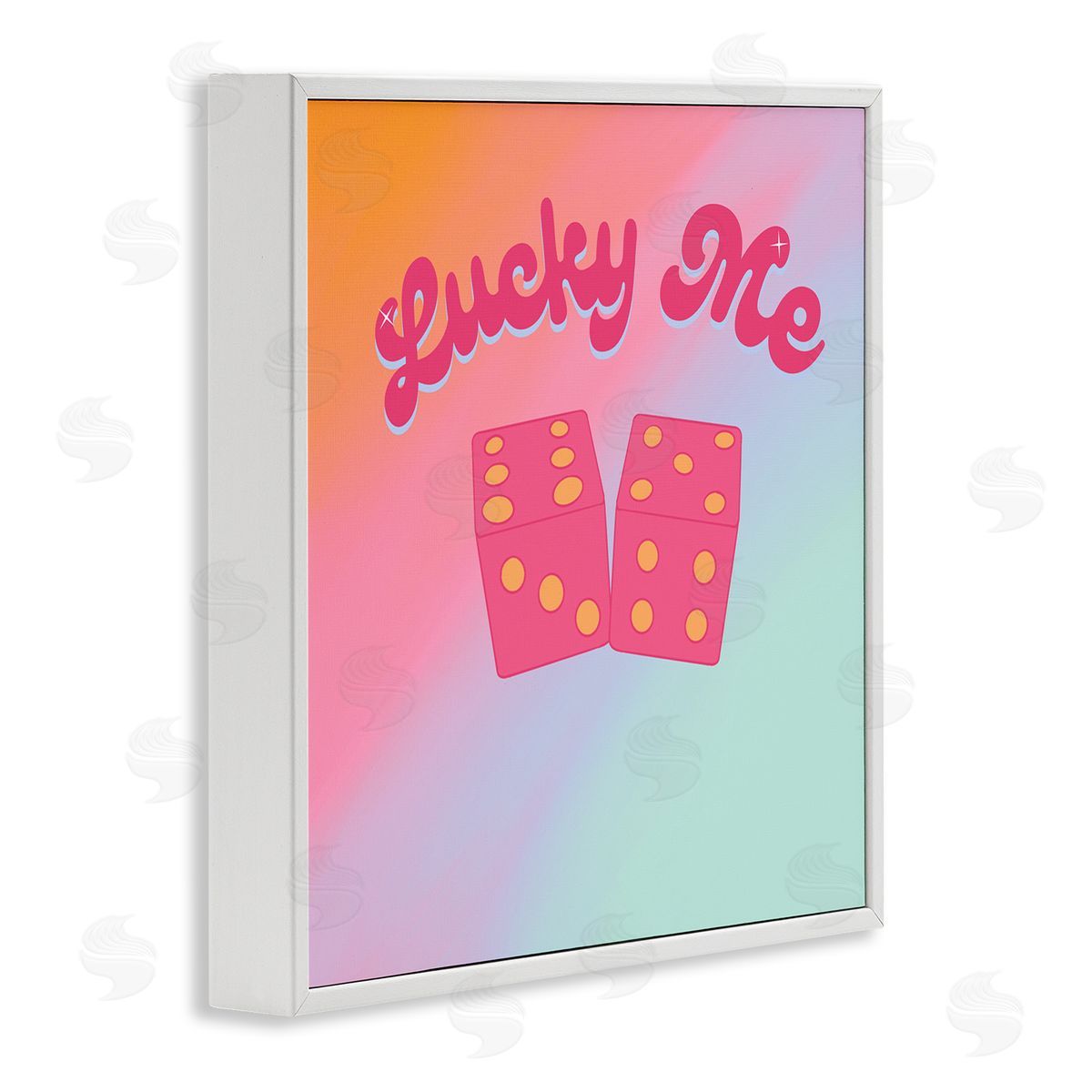 Ashley Singleton Lucky Me Pastel Rainbow White Framed Glicee Wall Art Print