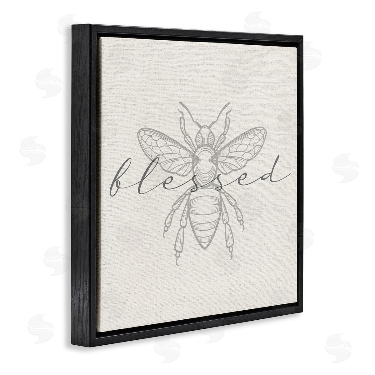 Stupell Studio Blessed Country Bumblebee Phrase Black Floating Frame Canvas Wall Art Print