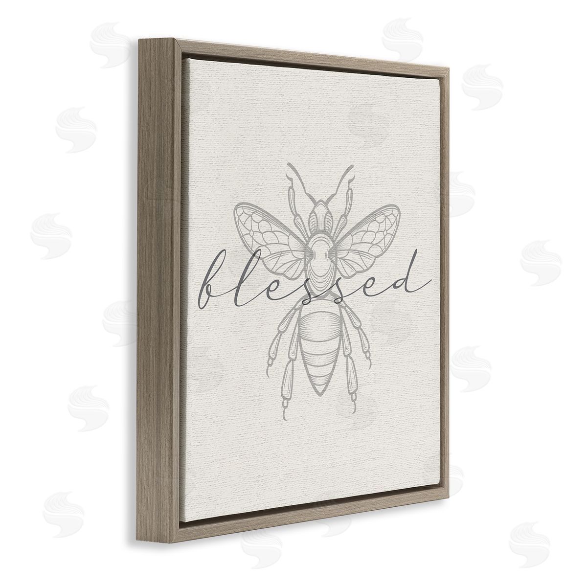 Stupell Studio Blessed Country Bumblebee Phrase Brown Floating Frame Canvas Wall Art Print