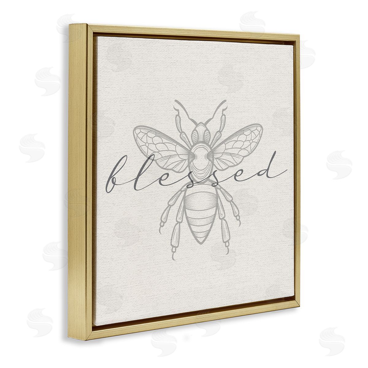 Stupell Studio Blessed Country Bumblebee Phrase Gold Floating Frame Canvas Wall Art Print