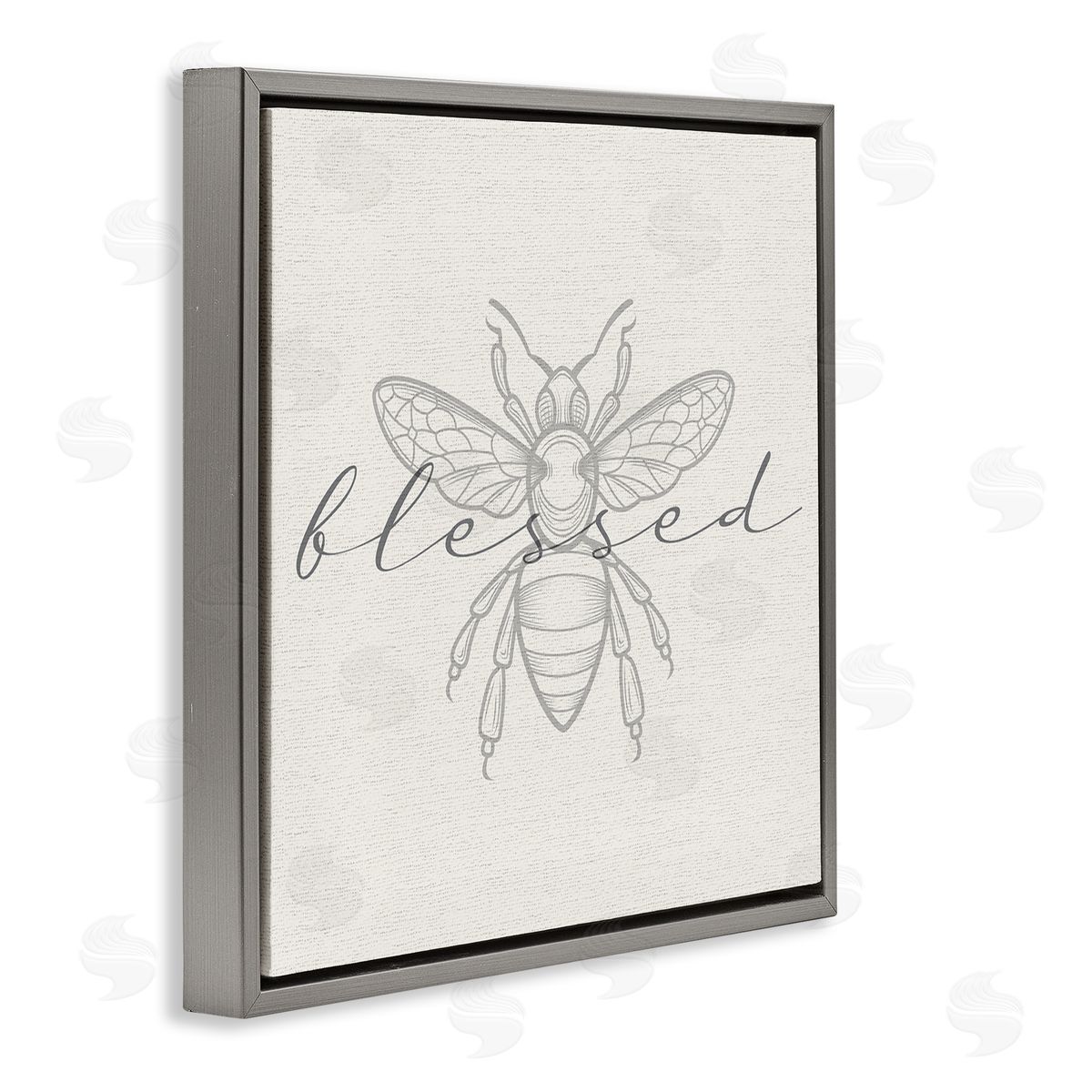Stupell Studio Blessed Country Bumblebee Phrase Gray Floating Frame Canvas Wall Art Print