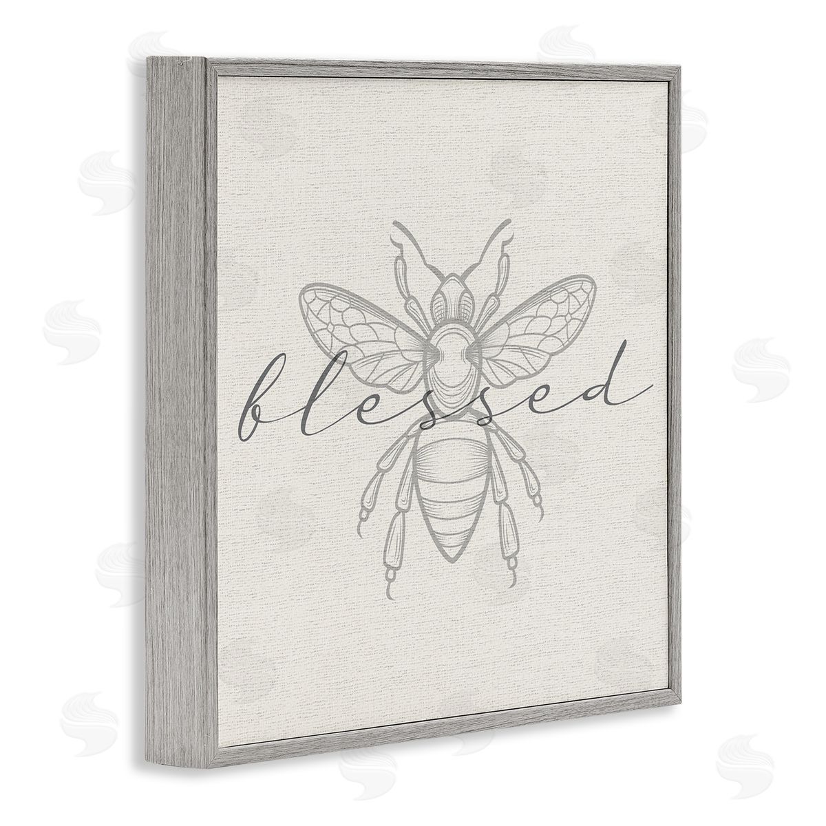 Stupell Studio Blessed Country Bumblebee Phrase Gray Framed Glicee Wall Art Print