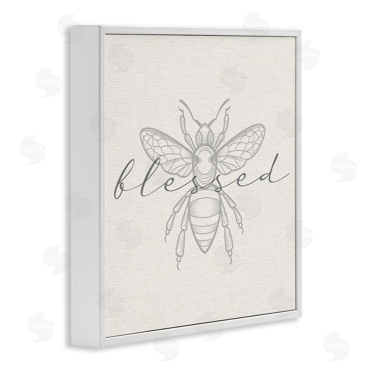 Stupell Studio Blessed Country Bumblebee Phrase White Framed Glicee Wall Art Print