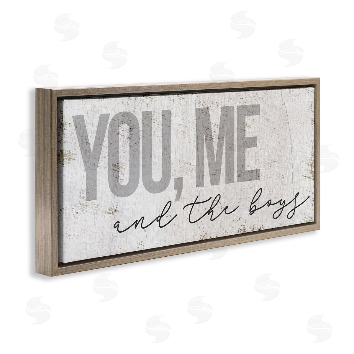 Stupell Studio You Me & The Boys Family Brown Floating Frame Canvas Wall Art Print