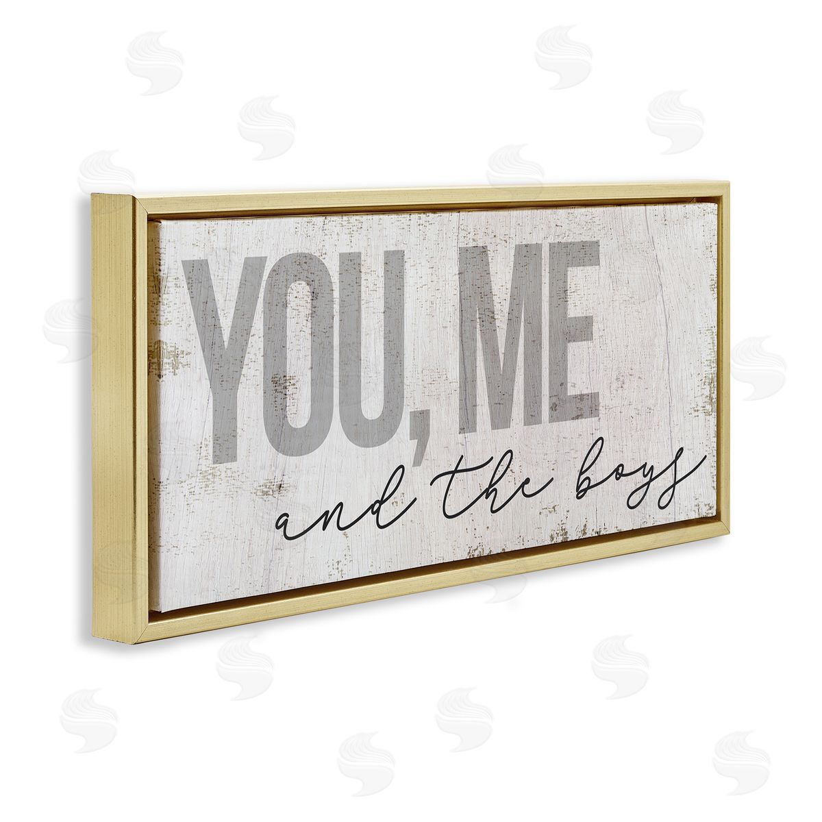 Stupell Studio You Me & The Boys Family Gold Floating Frame Canvas Wall Art Print