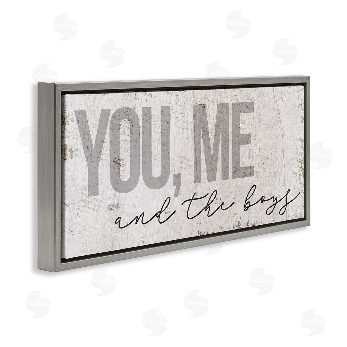 Stupell Studio You Me & The Boys Family Gray Floating Frame Canvas Wall Art Print