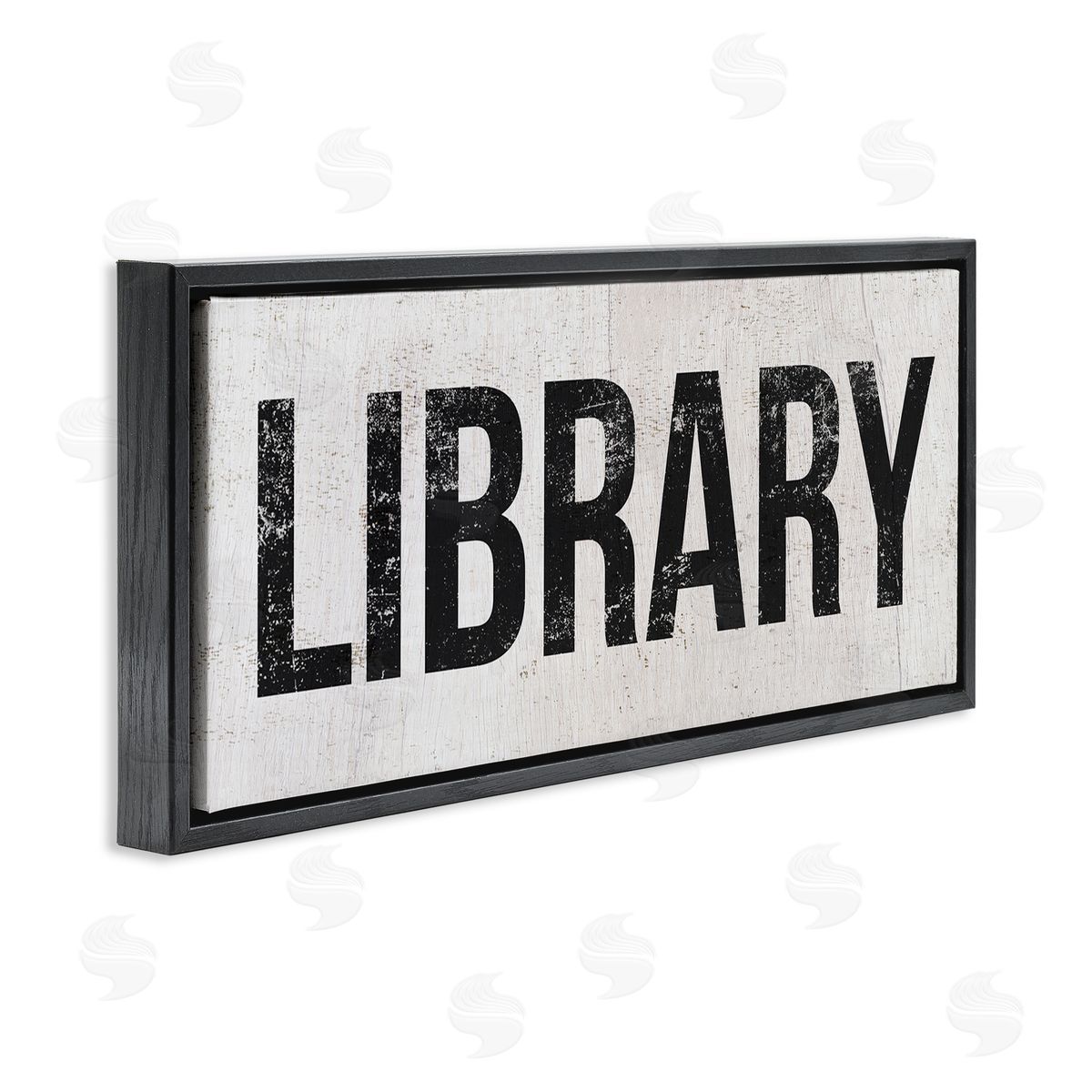 Stupell Studio Library Rustic Weathered Phrase Black Floating Frame Canvas Wall Art Print