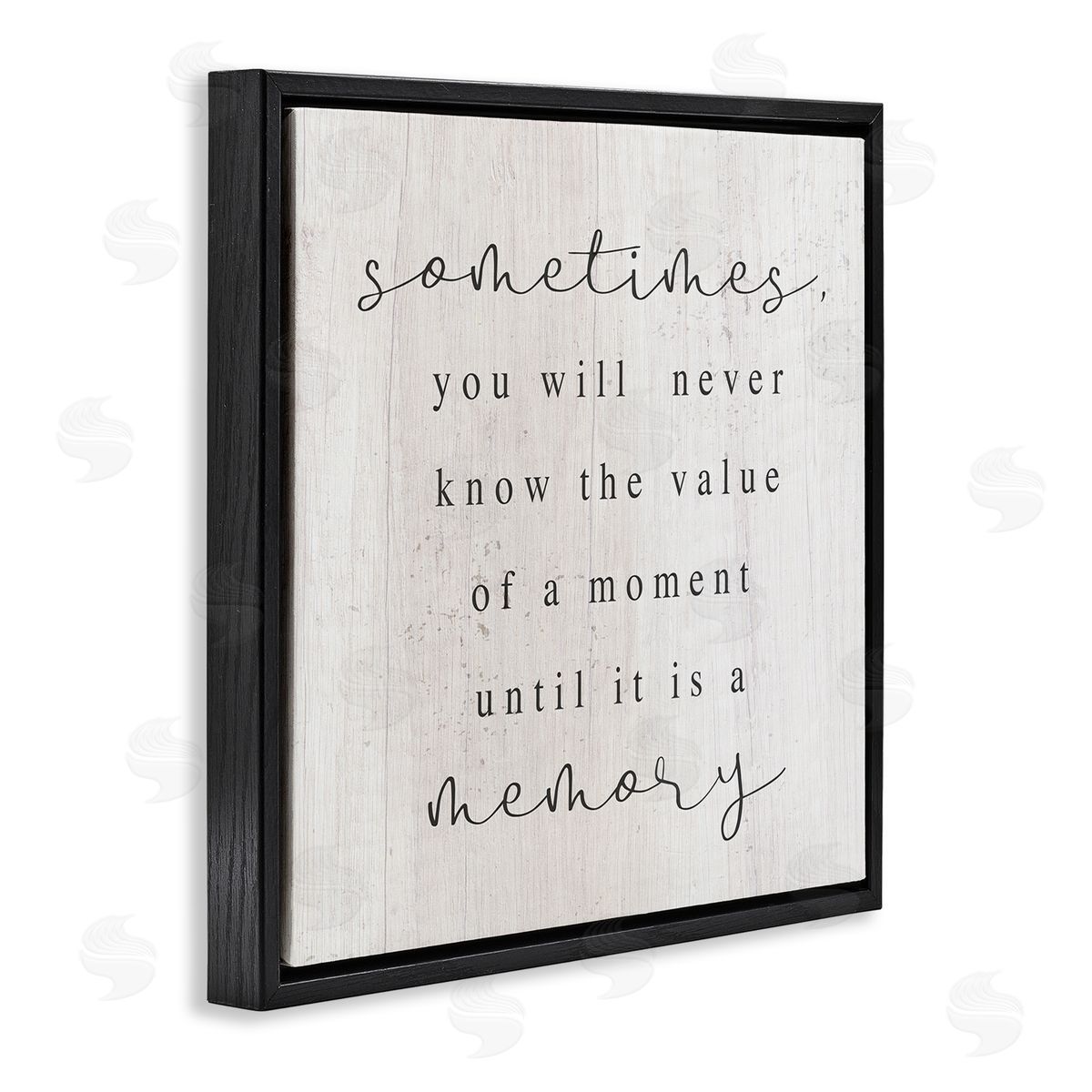 Stupell Studio Value Of A Moment Inspirational Black Floating Frame Canvas Wall Art Print