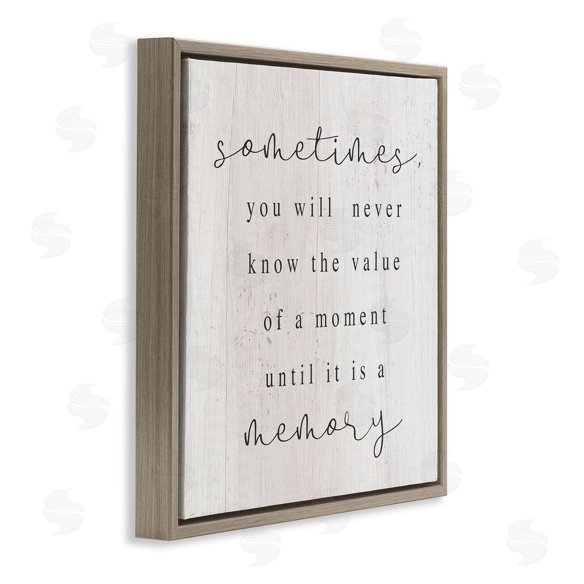 Stupell Studio Value Of A Moment Inspirational Brown Floating Frame Canvas Wall Art Print