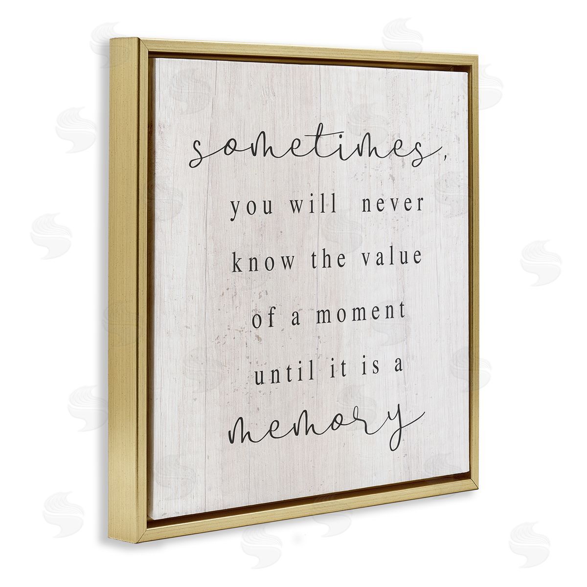Stupell Studio Value Of A Moment Inspirational Gold Floating Frame Canvas Wall Art Print
