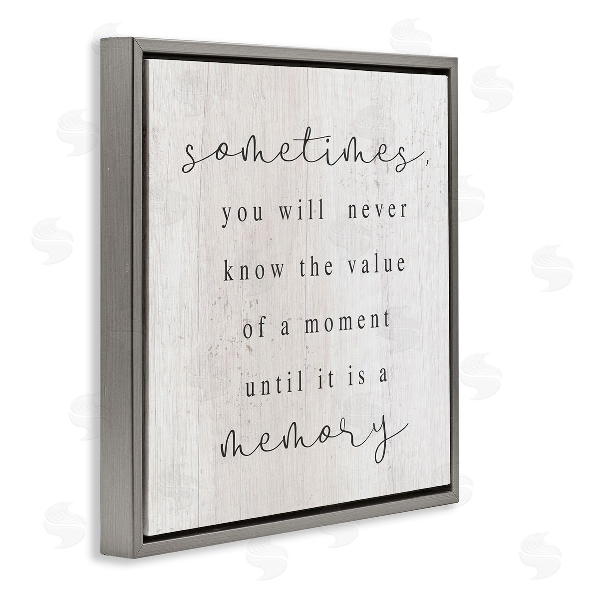 Stupell Studio Value Of A Moment Inspirational Gray Floating Frame Canvas Wall Art Print