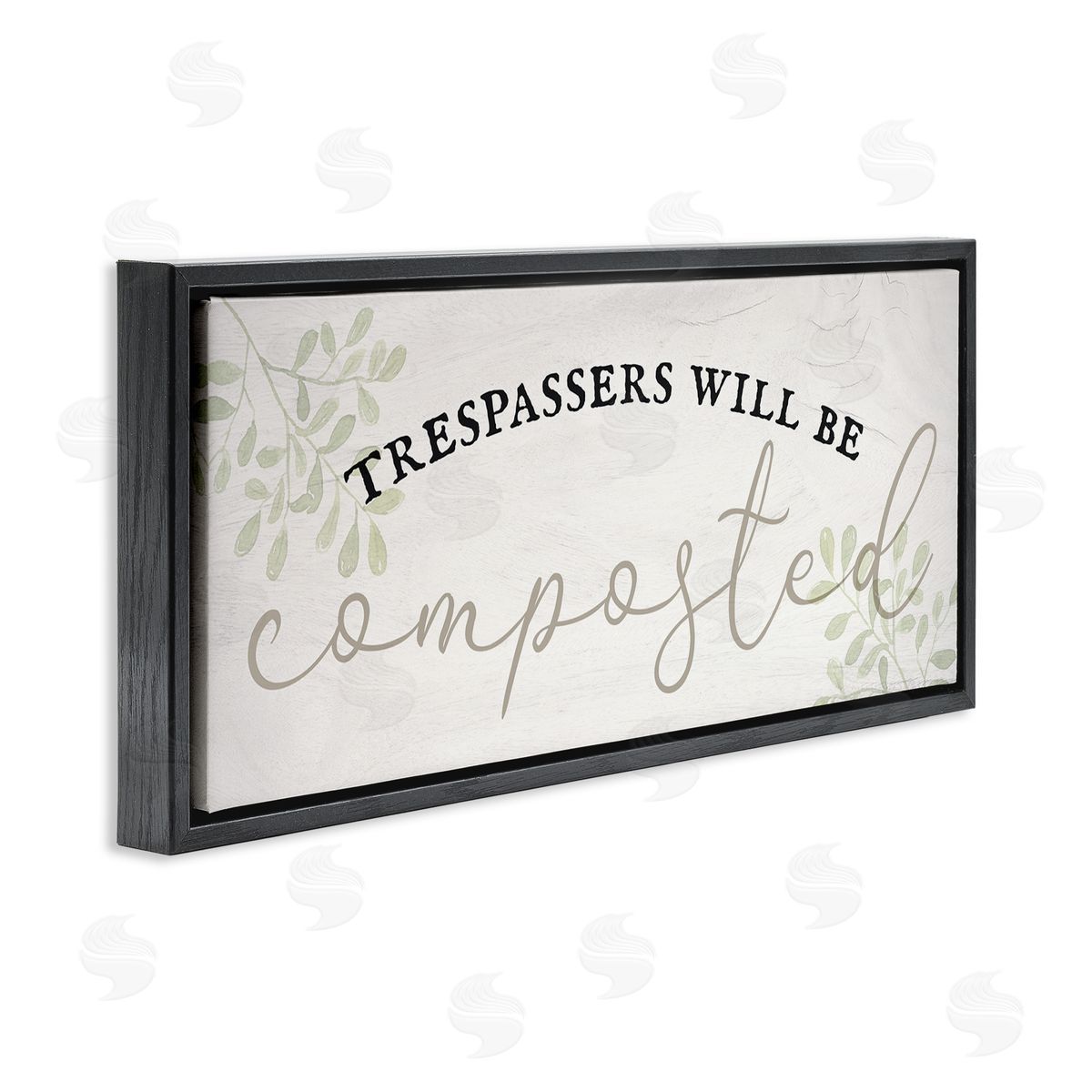 Stupell Studio Trespassers Will Be Composted Black Floating Frame Canvas Wall Art Print