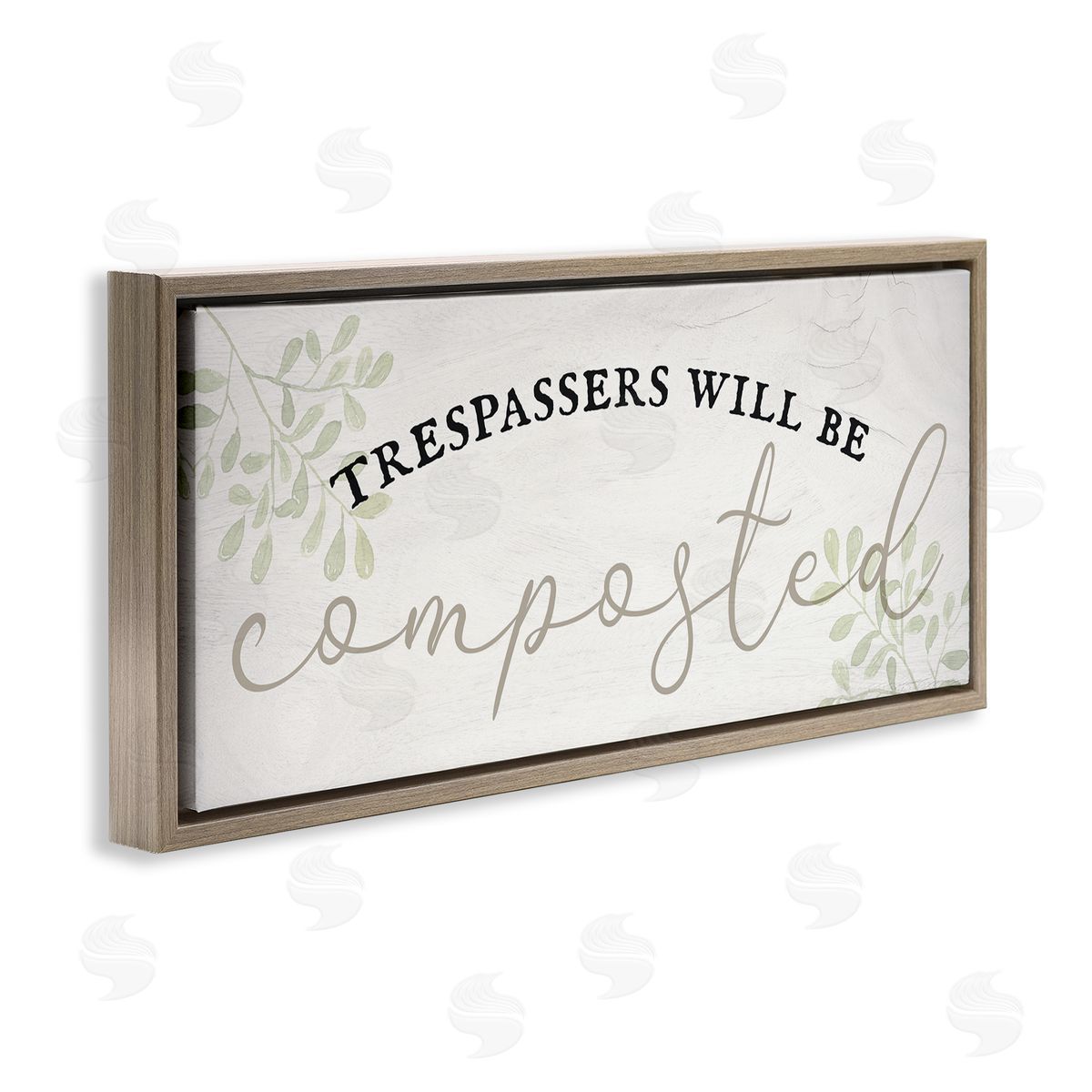 Stupell Studio Trespassers Will Be Composted Brown Floating Frame Canvas Wall Art Print