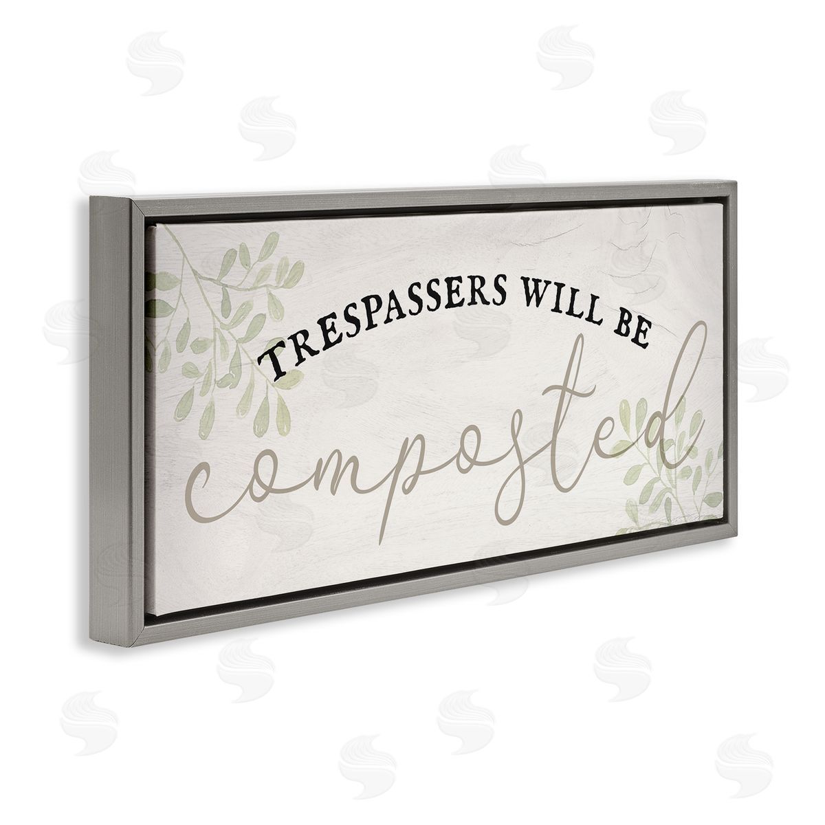 Stupell Studio Trespassers Will Be Composted Gray Floating Frame Canvas Wall Art Print