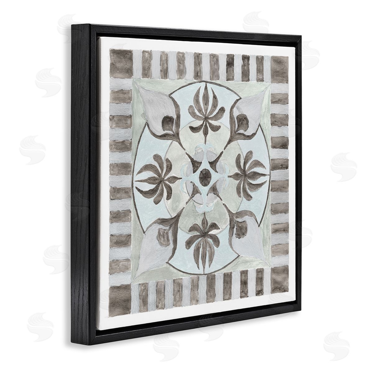 Charity Henderson Bohemian Floral Symmetry Pattern Black Floating Frame Canvas Wall Art Print