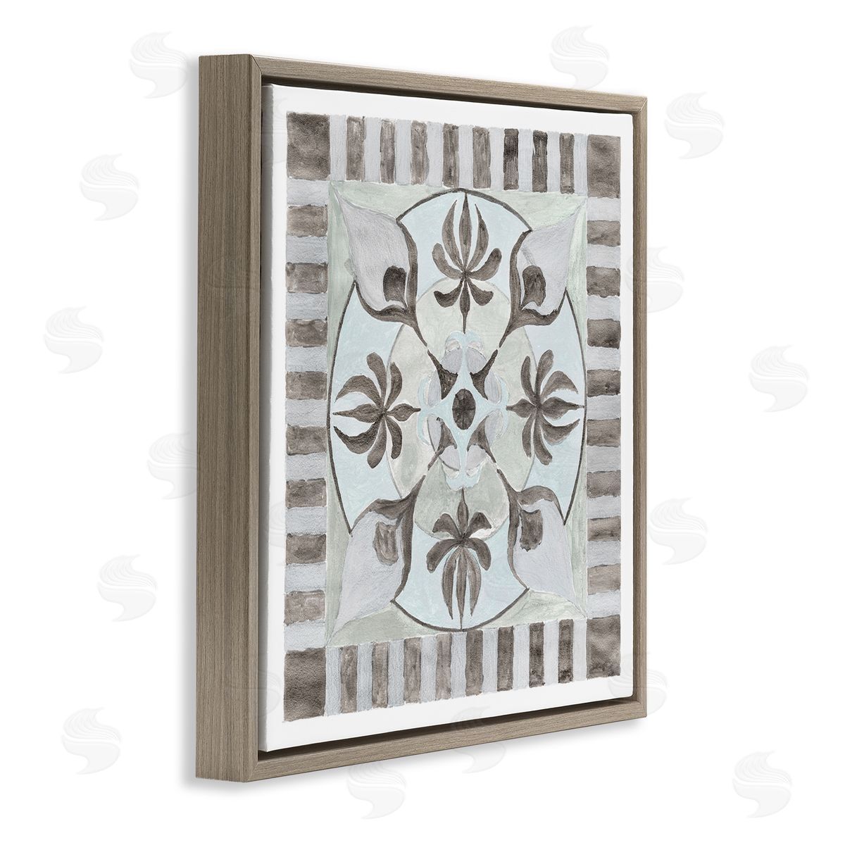 Charity Henderson Bohemian Floral Symmetry Pattern Brown Floating Frame Canvas Wall Art Print